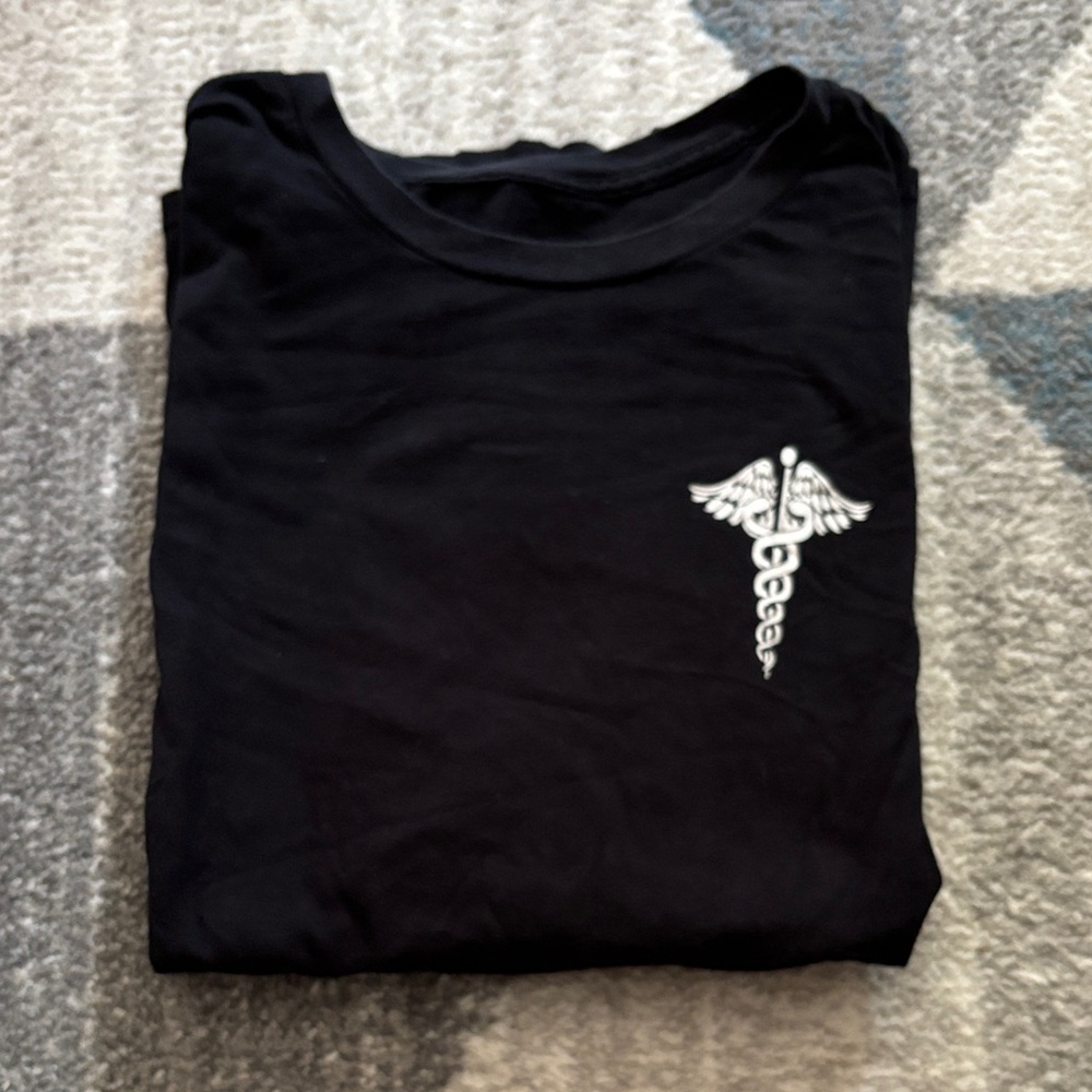 Black T-Shirt with White Emblem